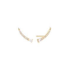 White Sapphire Curve Climber Stud Earrings - Dracakis Jewellers
