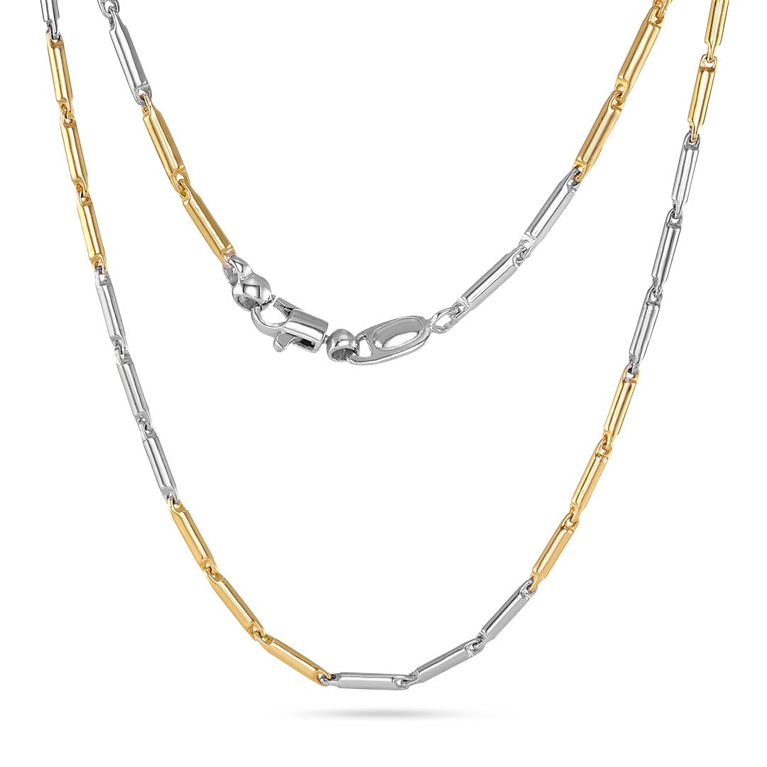 White & Yellow Gold Bar Link Chain - Dracakis Jewellers