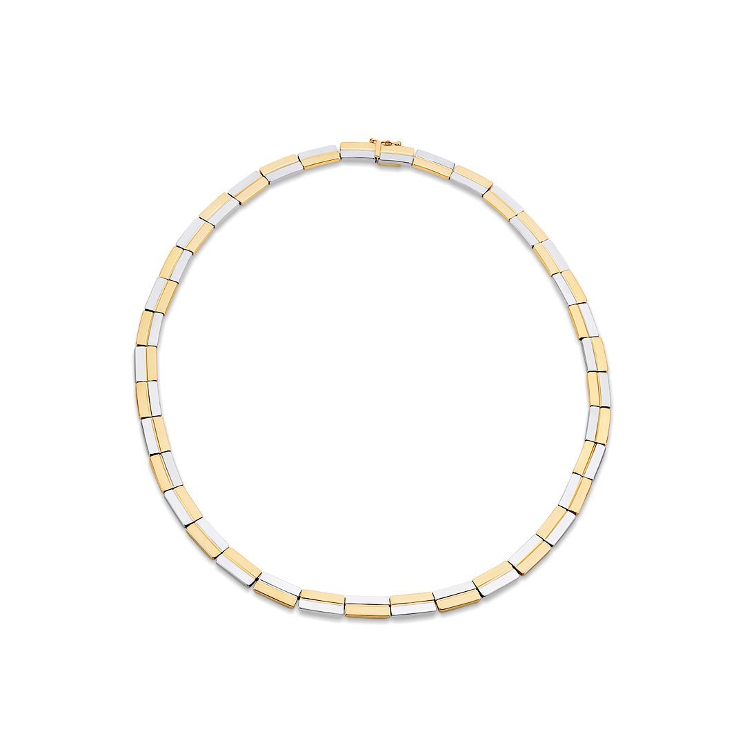 White & Yellow Gold Bar Necklace - Dracakis Jewellers